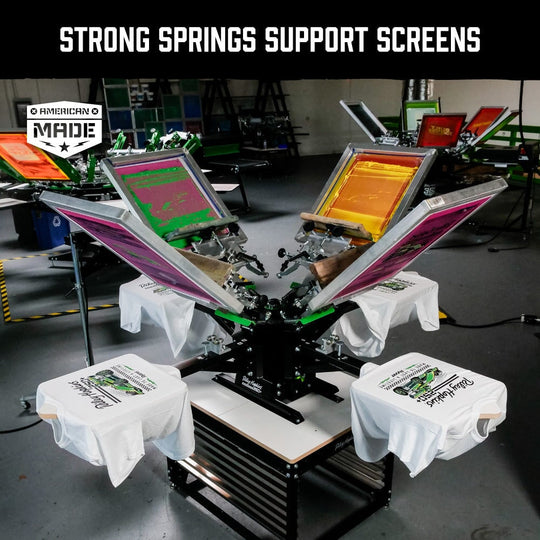 Riley Hopkins 250+ 4 Color 2 Station Screen Printing Press with XYZ Mi