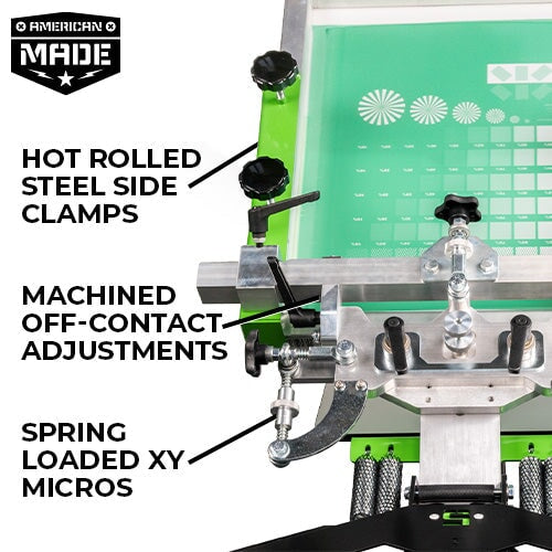 Riley Hopkins 360 8 Color 6 Station Press with XYZ Micro Registration - ROQ Compatible Print Stations | Screenprinting.com